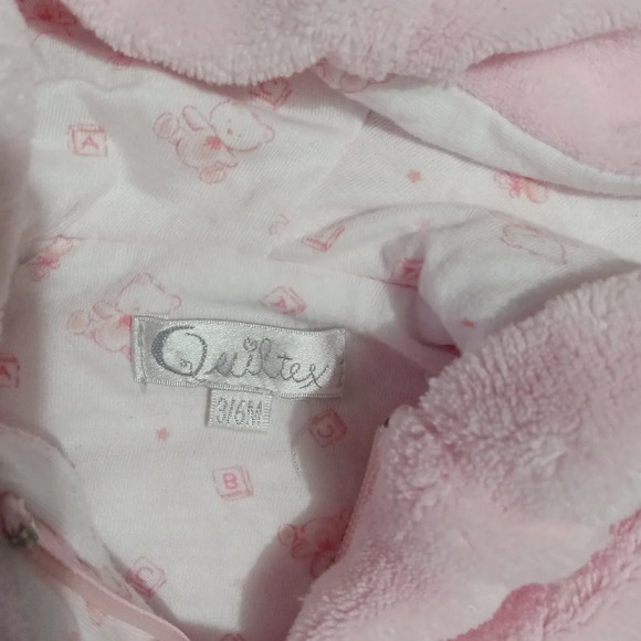 5 for $10 Quiltex Pink Bear Soft & Thick Fooded Suit 3-6m - Picture 2 of 6